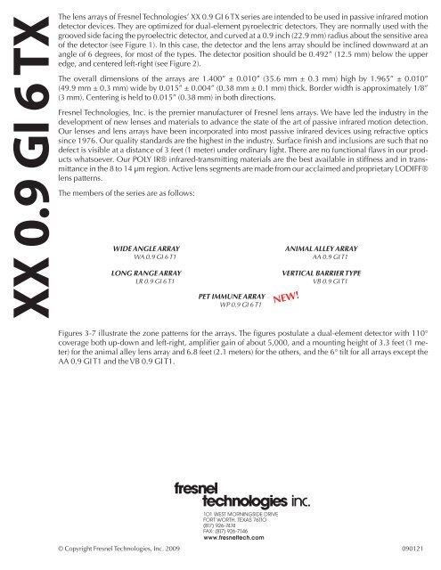 XX 0.9 GI 6 TX - Fresnel Technologies, Inc.
