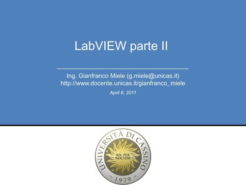 LabVIEW parte II - Docente.unicas.it - UniversitÃ  degli Studi di Cassino