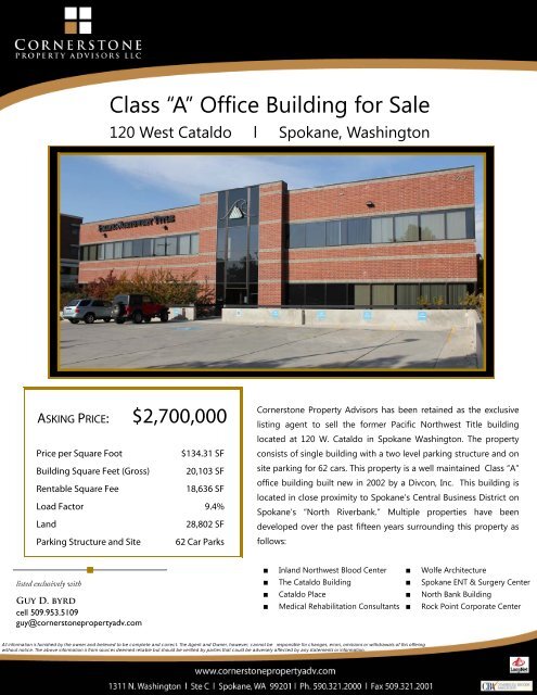 Cataldo, 120 flyer 7 10 12.pub - Cornerstone Property Advisors