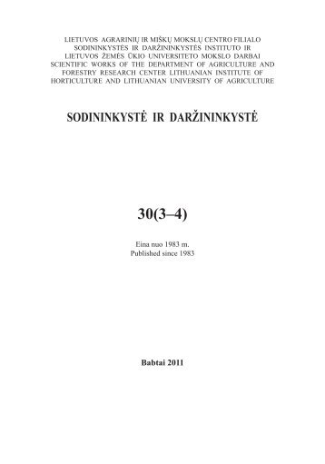 sodininkystÄ ir darÅ¾ininkystÄ 30(3â4)