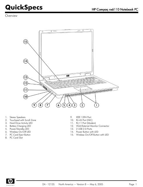 HP Compaq nx6110 Notebook PC - Laptop Direct