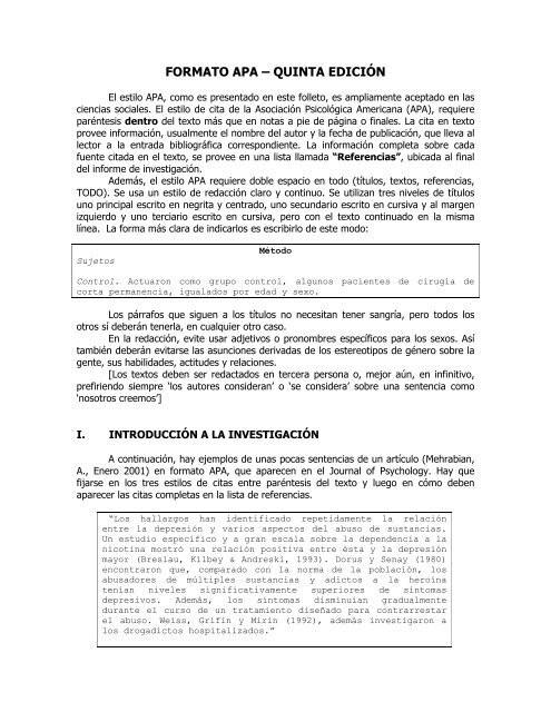 formato apa – quinta edición - Perspectivas de la Comunicación