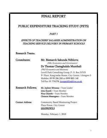 CBMP Analytical Report Part 1 - Transparency and Accountability ...