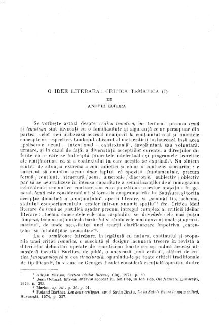 ANDREI CORBEA, O Idee literarÄ: critica tematicÄ - alil.ro