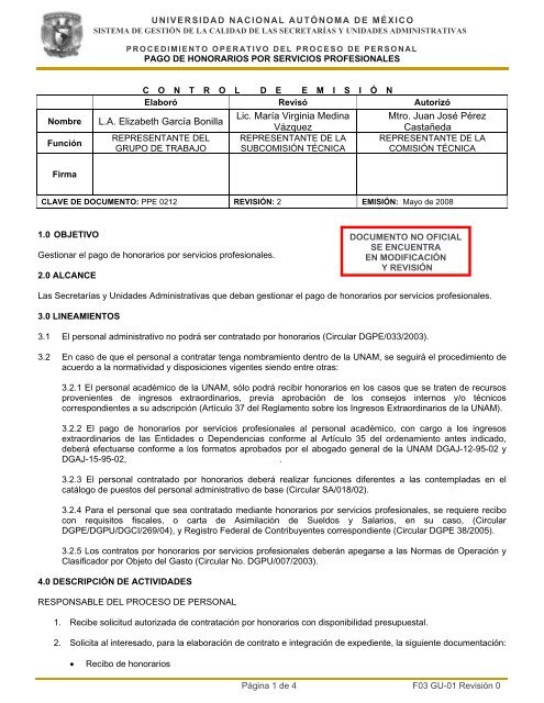 Procedimiento pago de honorarios por servicios profesionales