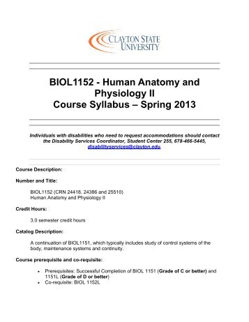 Syllabus/Course Schedule - Faculty > Home - Clayton State University