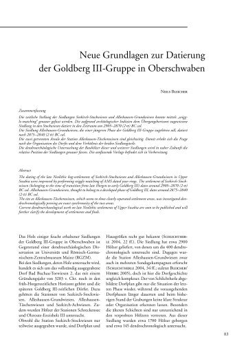 Neue Grundlagen zur Datierung der Goldberg III ... - Janus Verlag