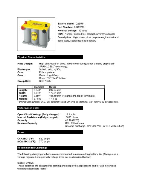 Group D75(25) YellowTop - Battery Web