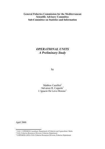 Operational Units - A preliminary study - Fao - Copemed