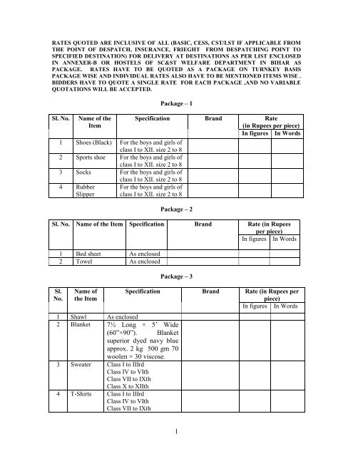 GOVERNMENT OF BIHAR - SC & ST Welfare Department, Bihar