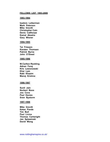 www.nottinghamspine.co.uk/ FELLOWS LIST 1993-2009 1993-1994 ...