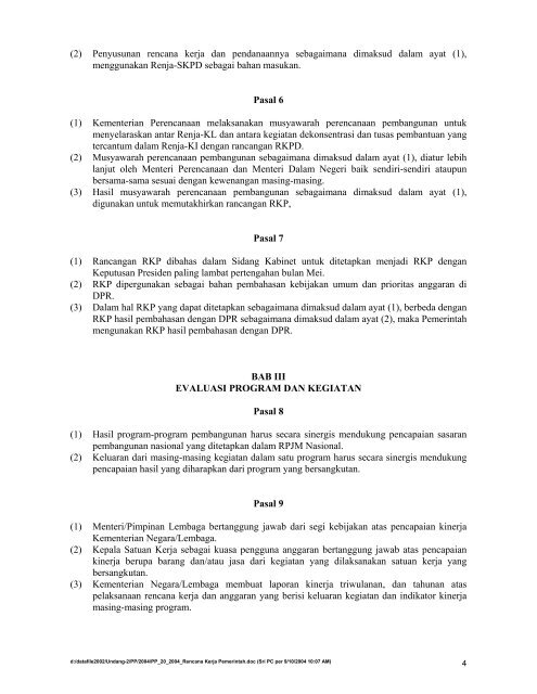 peraturan pemerintah republik indonesia nomor 20 tahun 2004