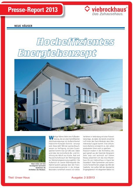 Hocheffizientes Energiekonzept Viebrockhaus