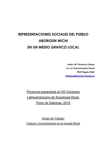 representaciones sociales del pueblo aborigen wichi en un ... - alasru