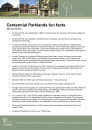 Centennial Parklands fun facts