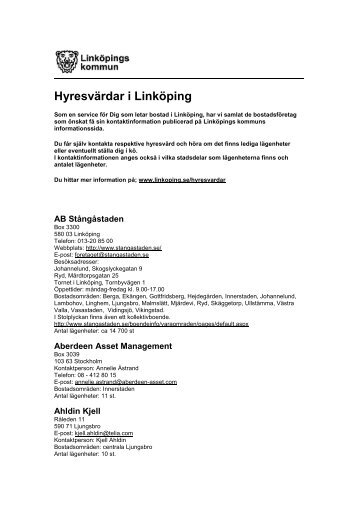 Hyresvärdar i Linköping - Linköpings kommun