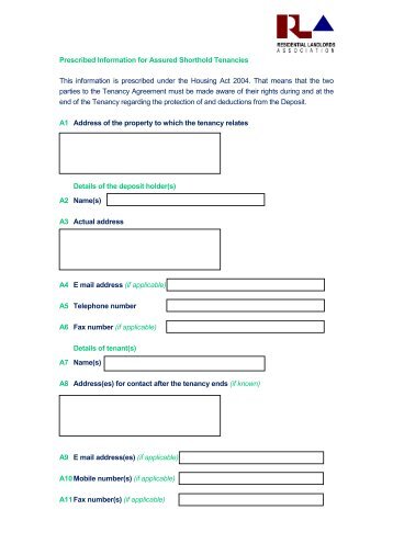 Prescribed Information for Assured Shorthold Tenancies This ...