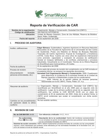 Reporte de VerificaciÃ³n de CAR - Rainforest Alliance