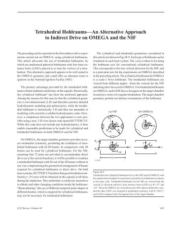 Tetrahedral Hohlraums—An Alternative Approach to Indirect Drive ...