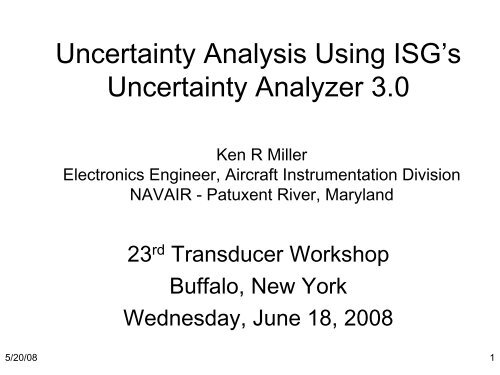 TUTORIAL Uncertainty Analysis Using ISG's Uncertainty Analyzer 3.0