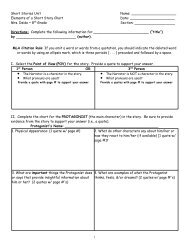 Blank Short Story Elements Chart2012 - Norwell Public Schools