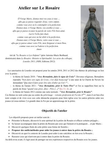 Atelier sur Le Rosaire - DiocÃ¨se d'Avignon