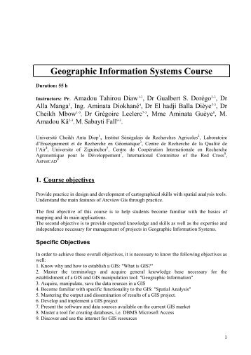 Geographic Information Systems Course - MDP UCAD - UniversitÃ© ...