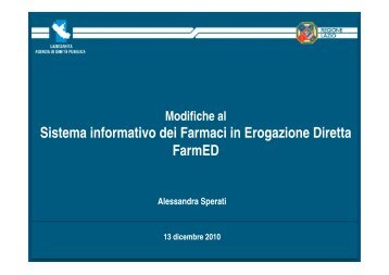 Sistema informativo dei Farmaci in Erogazione Diretta FarmED