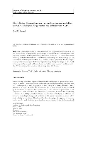 Conventions on thermal expansion modelling of radio ... - IERS