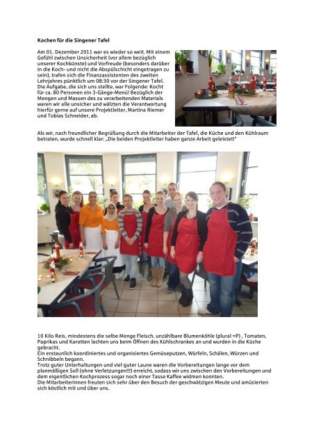 Kochen Fur Die Singener Tafel Internet Sparkasse Singen Radolfzell