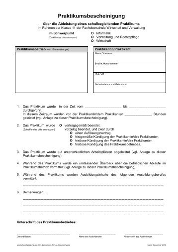 Praktikumsbescheinigung - Otto-Bennemann-Schule Braunschweig