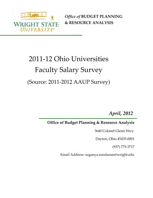 2011-12 Ohio Universities Faculty Salary Survey - Youngstown ...