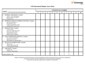 PaSRBA Rabbit Showmanship Score Sheet