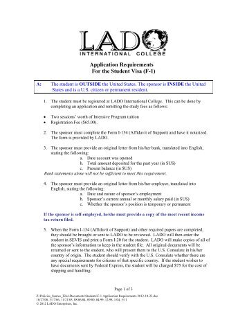 Application Requirements - Lado International College