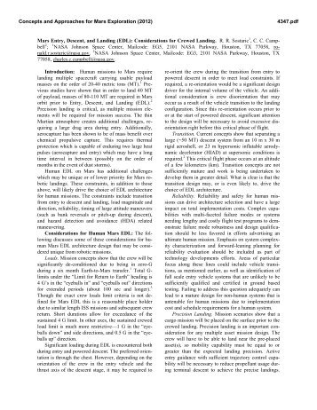 Mars Entry, Descent, and Landing (EDL): Considerations for