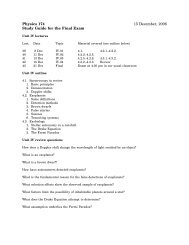 Physics 174 15 December, 2006 Study Guide for the Final Exam