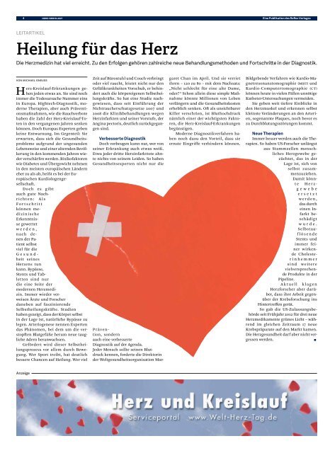 Beilage Herz-Kreislauf im Handelsblatt vom 10. Oktober 2013