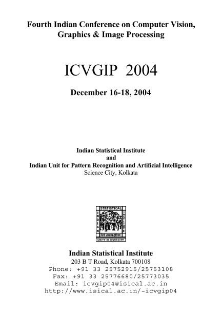 ICVGIP 2004 - Indian Statistical Institute