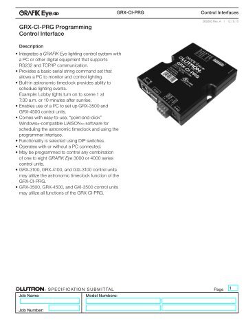 GRX-CI-PRG Programming Control Interface -  Lutron