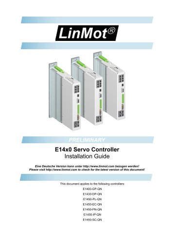 E1400 Servo Controller Installation Guide