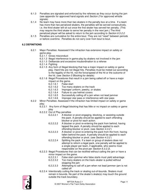 WFTDA Rules 2.1 - Women's Flat Track Derby Association