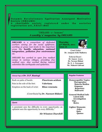 Issue 16 - Dr. Bidani's Centre for Homoeopathy