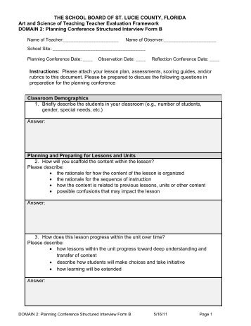 Pre-Conference Planning Form B - St. Lucie County School Board
