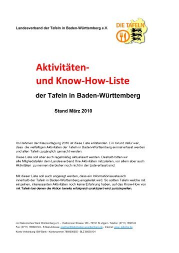 und Know-How-Liste - Landesverband der Tafeln in Baden ...