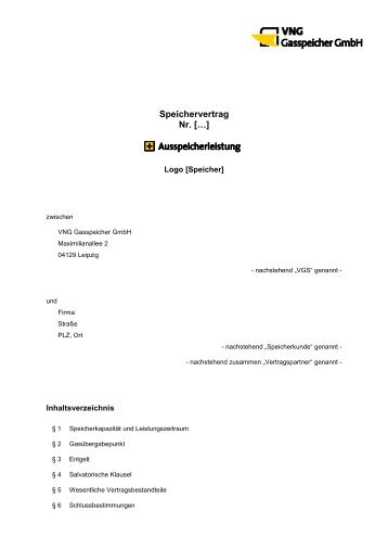 Speichervertrag Nr. […] - VNG Gasspeicher GmbH