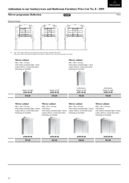 Addendum to our Price List No. 8 - March 2009 Sanitaryware ...