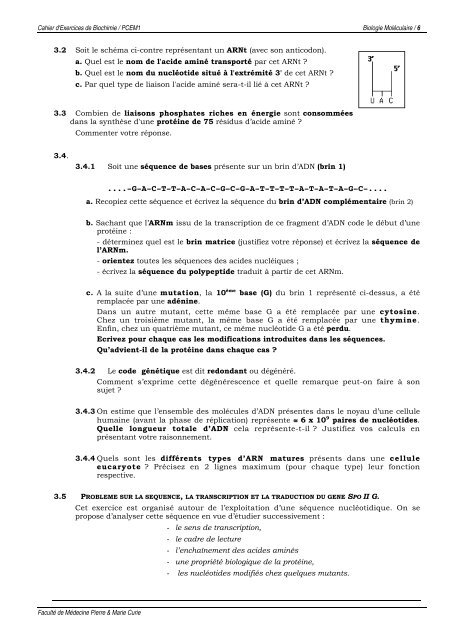 PCEM1 CAHIER D'EXERCICES de BIOCHIMIE 4. Biologie ...