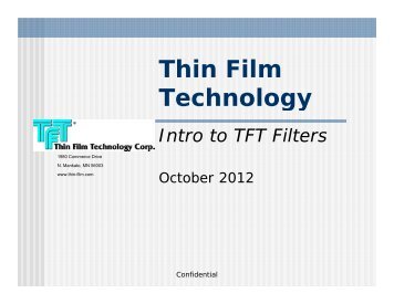 Introduction to TFT Filters - Thin Film Technology Corp.