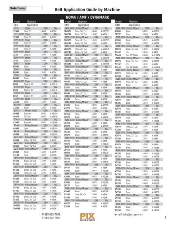 Belt Application Guide by Machine - Garage Robert Carrier inc.