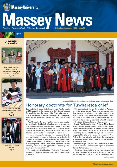 Honorary doctorate for Tuwharetoa chief - Massey University